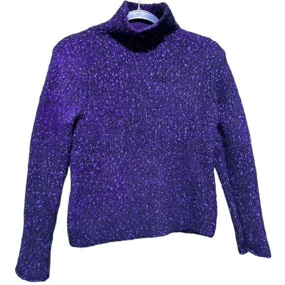 Ann Taylor Knitted‎ Pullover Turtleneck Wool Blend Sweater Size Medium Purple - Picture 1 of 2